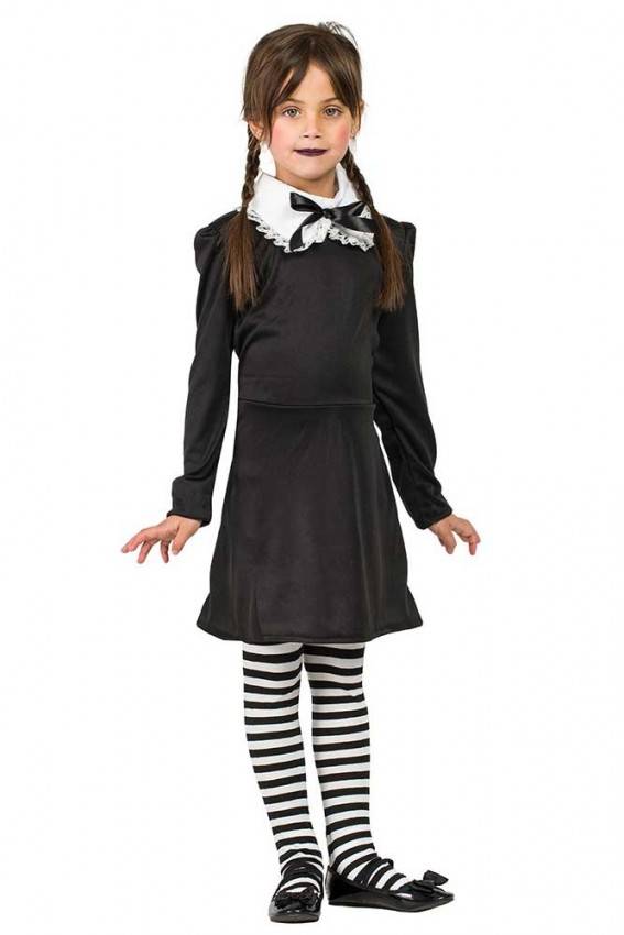 Mercoledì Addams - Vestito carnevale per bambini, 7-8 anni
