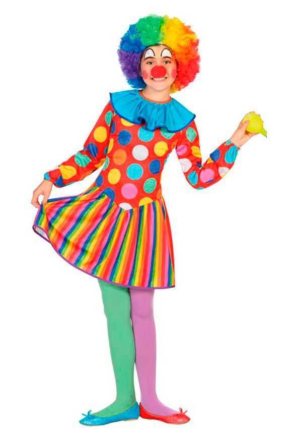atosa costume da pagliaccio donna clown multicolore del circo taglia m
