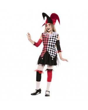 Costume Arlecchino Rosso Bambina per Carnevale | La Casa di Carnevale
