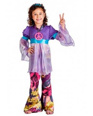 Costume Hippie Fiore Bambina Taglia 3-4 Anni per Carnevale