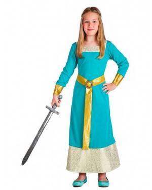 Costume Principessa Medievale Blu Taglia 3-4 per Carnevale