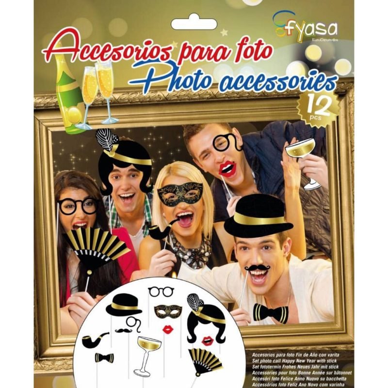Accessoris per a Foto Cap d'Any amb Vareta 12 Udes.