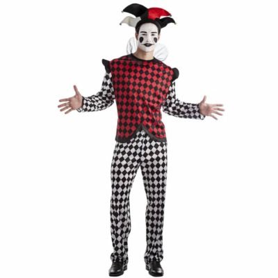 Costume Arlecchino Bianco-Rosso