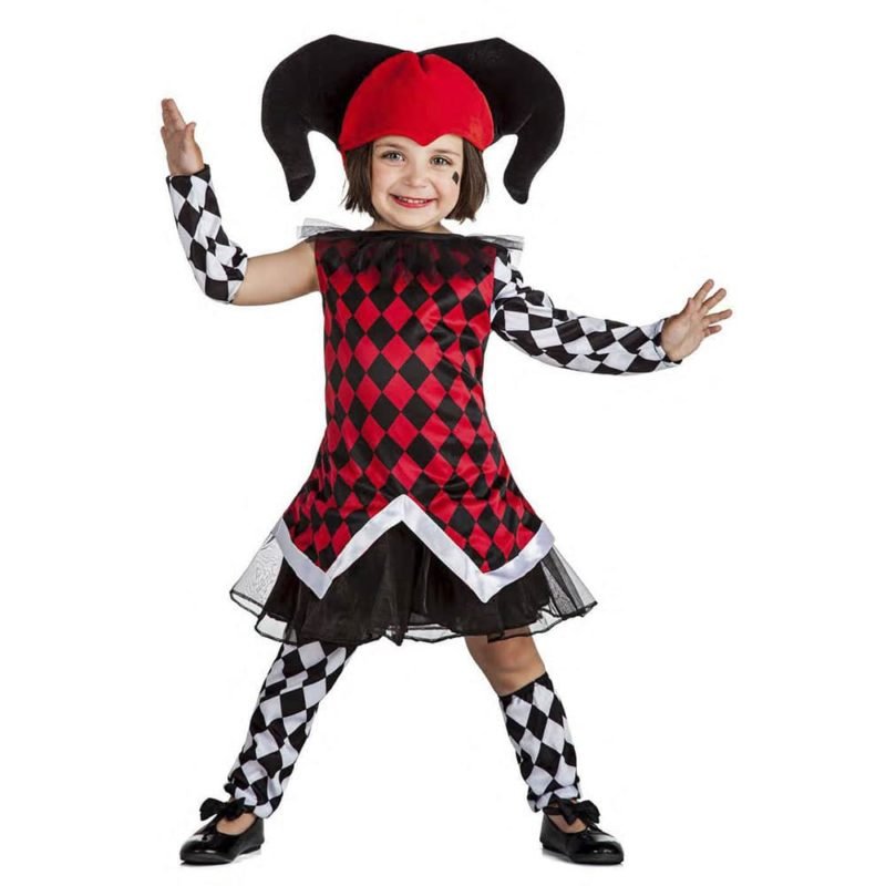 Costume Arlecchino Bianco-Rosso Bambina
