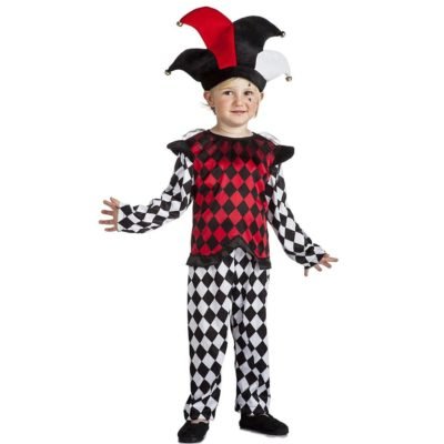 Costume Arlecchino Bianco-Rosso Bambino