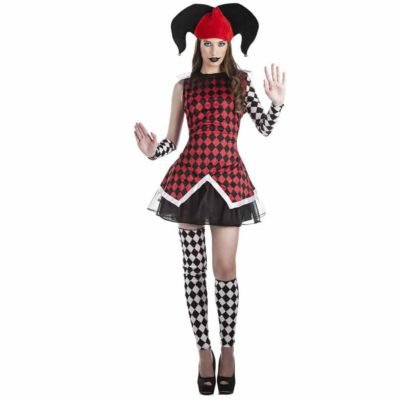Costume Arlecchino Bianco-Rosso Sexy