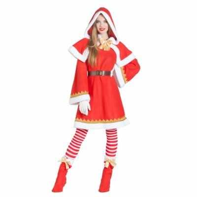 Costume da Babbo Natale per Donna con Mantello e Cappuccio