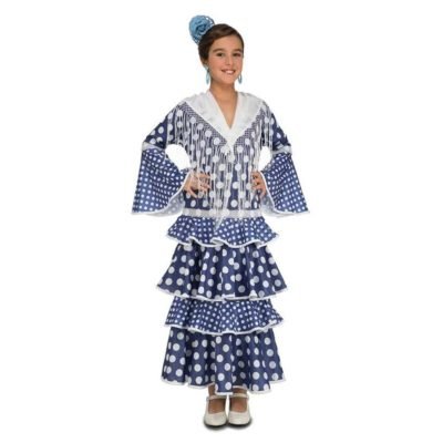 Costume da Ballerina di Flamenco Alvero Blu Bambina
