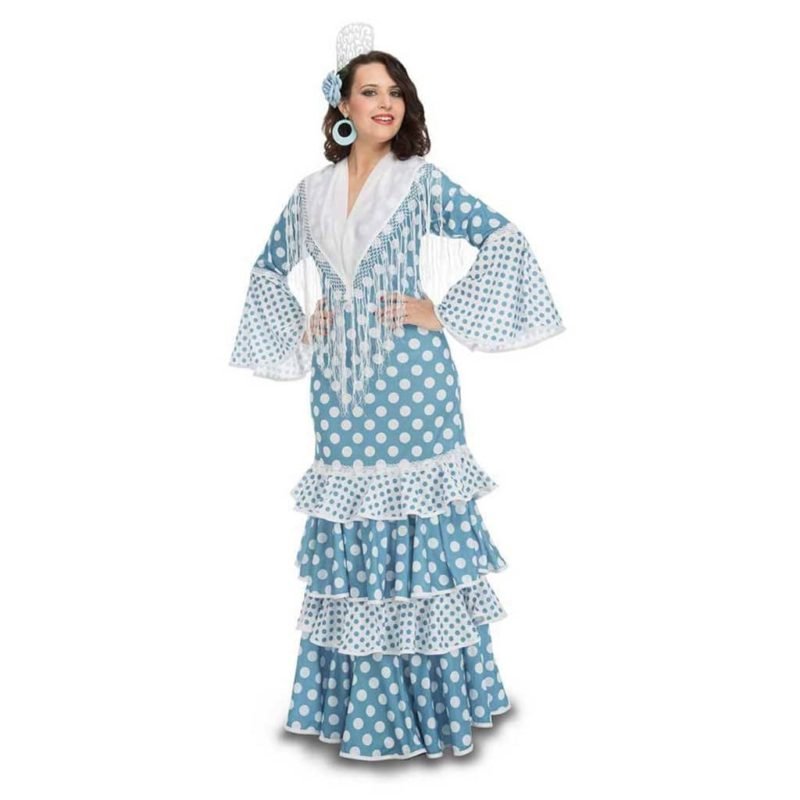 Costume da Ballerina di Flamenco Guadalquivir Turchese Adulto