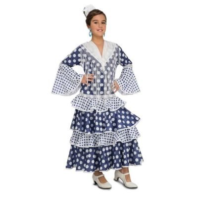 Costume da Ballerina di Flamenco Solea Blu Bambina