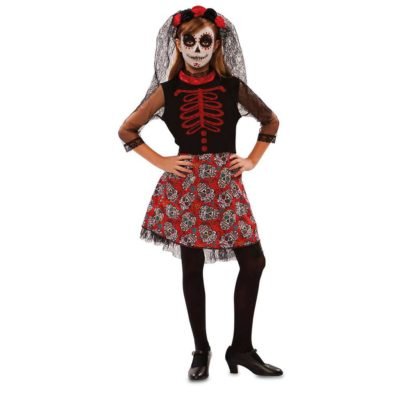 Costume da Catrina Rosso per bambine