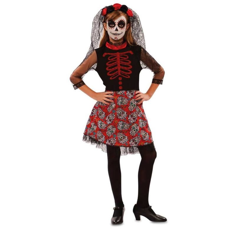 Costume da Catrina Rosso per bambine