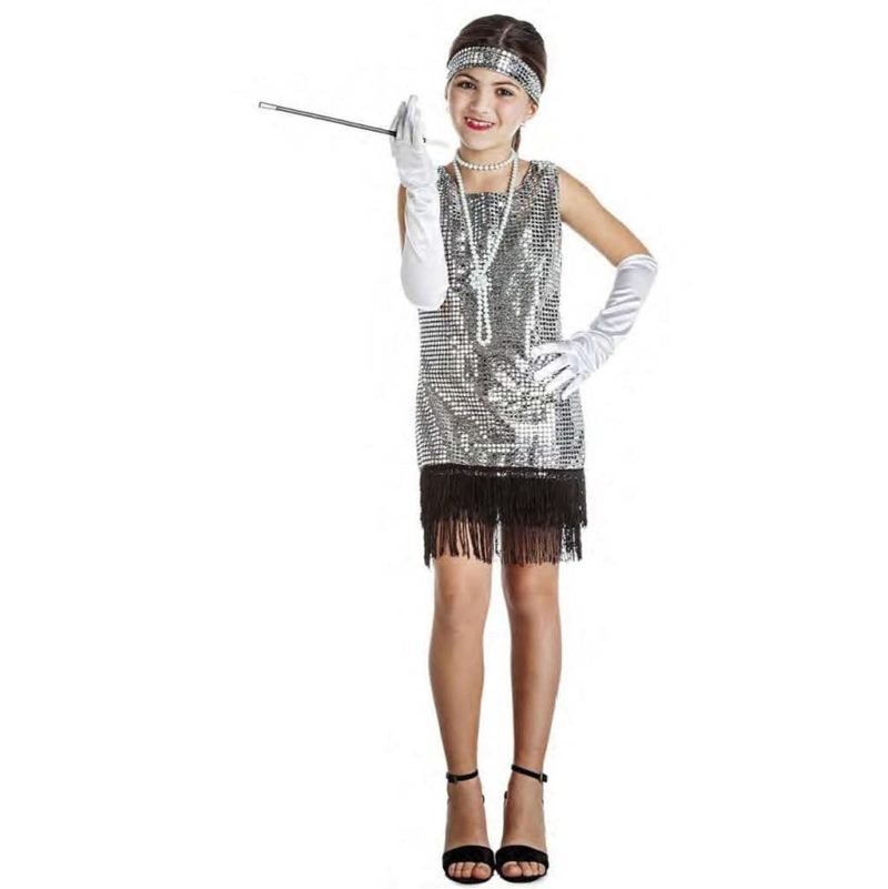 Costume Charleston Paillettes Argento