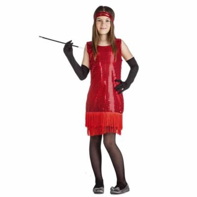 Costume Charleston Paillettes Rosso