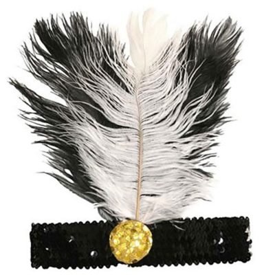 Fascia Charleston in Paillettes con Piume
