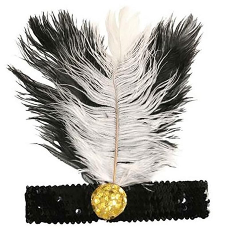 Fascia Charleston in Paillettes con Piume