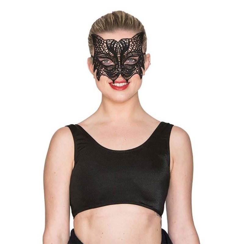 Mascherina Pizzo Nero Gatto
