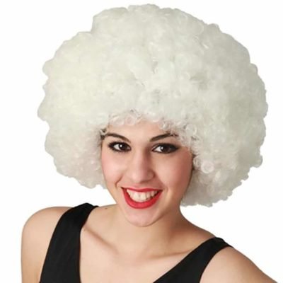 Parrucca Bianca Afro Fluorescente