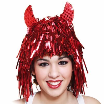 Parrucca Diavoletta di Glitter con Corna