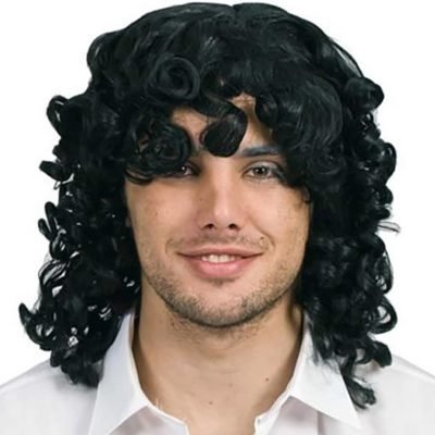 Parrucca Media Lunghezza Re per Uomo Nera