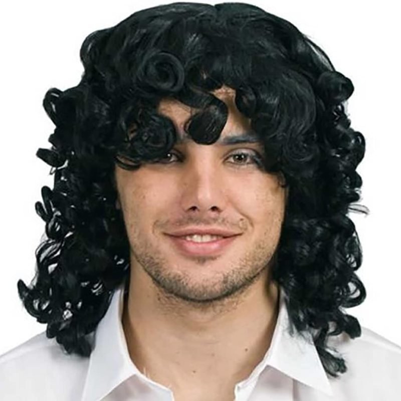 Parrucca Media Lunghezza Re per Uomo Nera