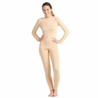 Tuta Color Carne Spandex Donna con Zip Posteriore
