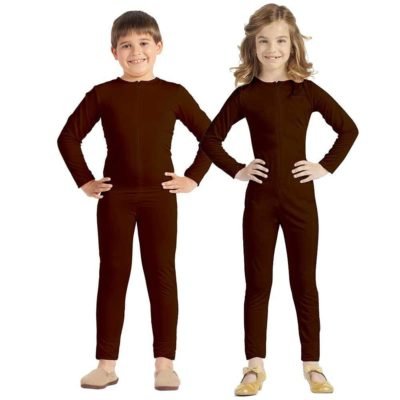 Tuta Marrone Spandex Unisex  con Zip Posteriore Bimbo