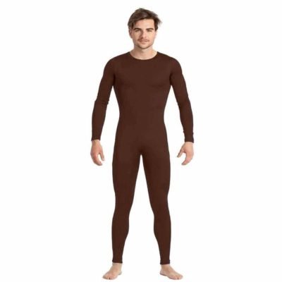 Tuta Marrone Spandex Uomo con Zip Posteriore