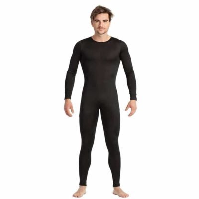 Tuta Nera Spandex Uomo con Zip Anteriore