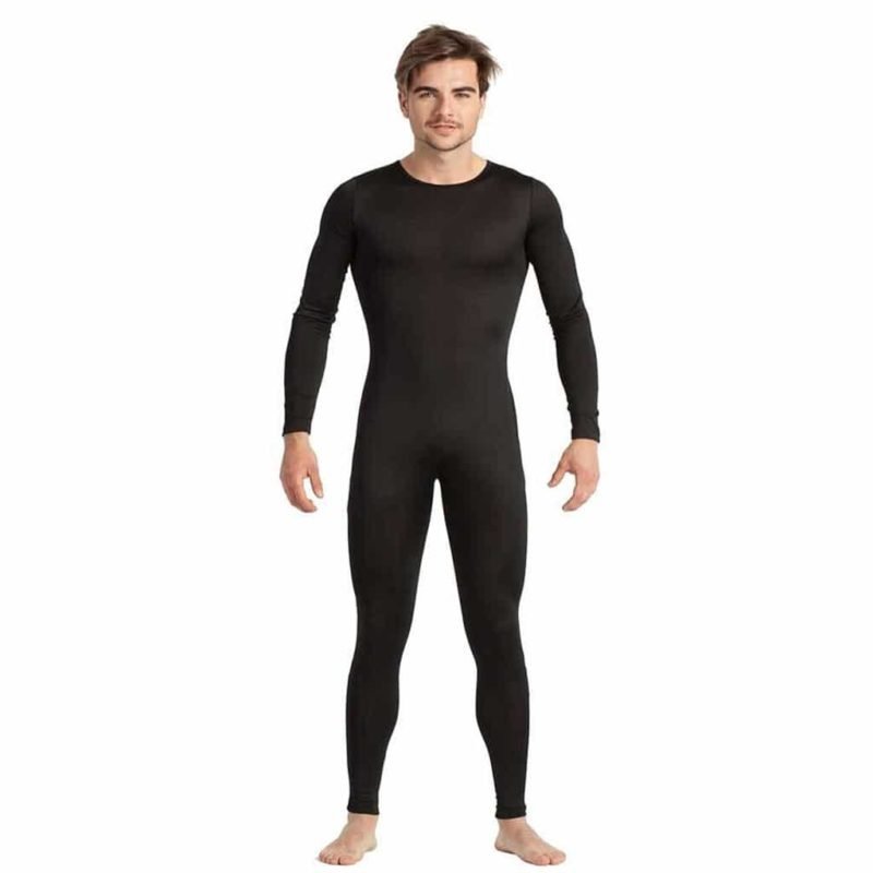 Tuta Nera Spandex Uomo con Zip Anteriore