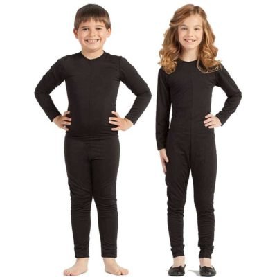 Tuta Nera Spandex con Zip Anteriore Bimbo
