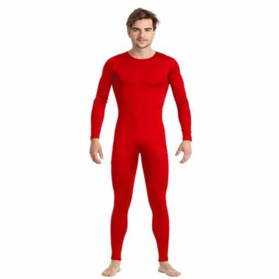 Tuta Rossa Spandex Uomo con Zip Anteriore Posteriore