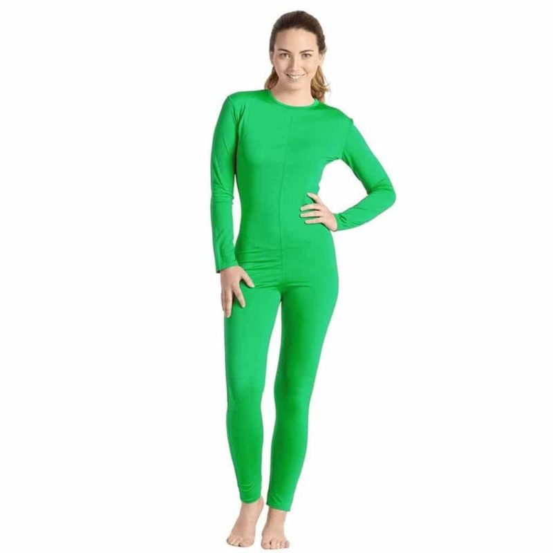 Tuta Verde Spandex Donna con Zip Posteriore