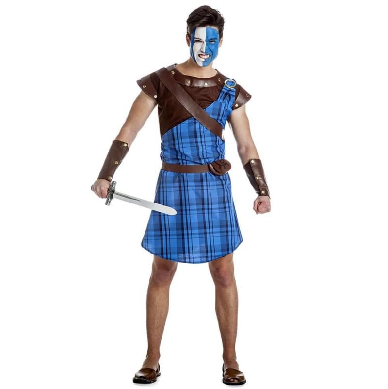 Vestito da Guerriero Scozzese Azzurro