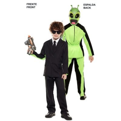 Costume Alieno e Abito Nero Bambini Doppio Fun!
