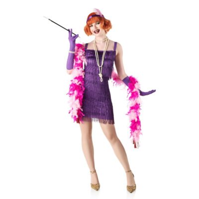 Costume Charleston Viola con Frange Donna