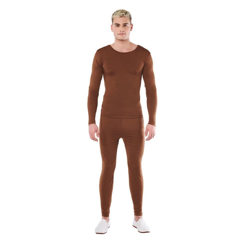 Completo marrone in Spandex a 2 pezzi Uomo