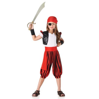 Costume Pirata con pantaloni a righe Bambina