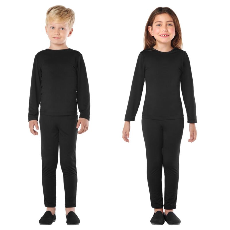 Completo nero in Spandex a 2 pezzi Bambini