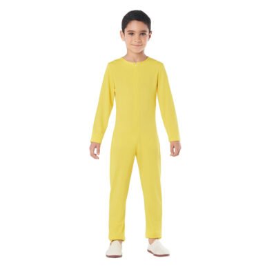 Tuta gialla in Spandex con cerniera anteriore Bambini