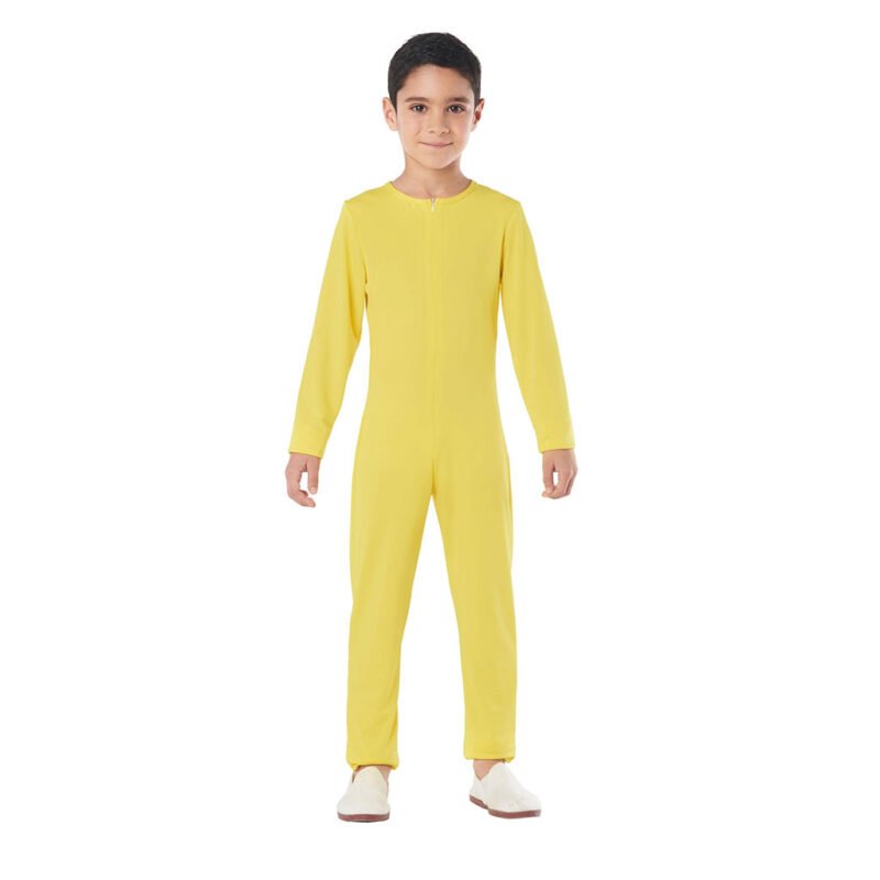 Tuta gialla in Spandex con cerniera anteriore Bambini