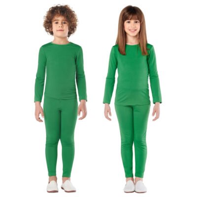 Completo verde in Spandex a 2 pezzi Bambini