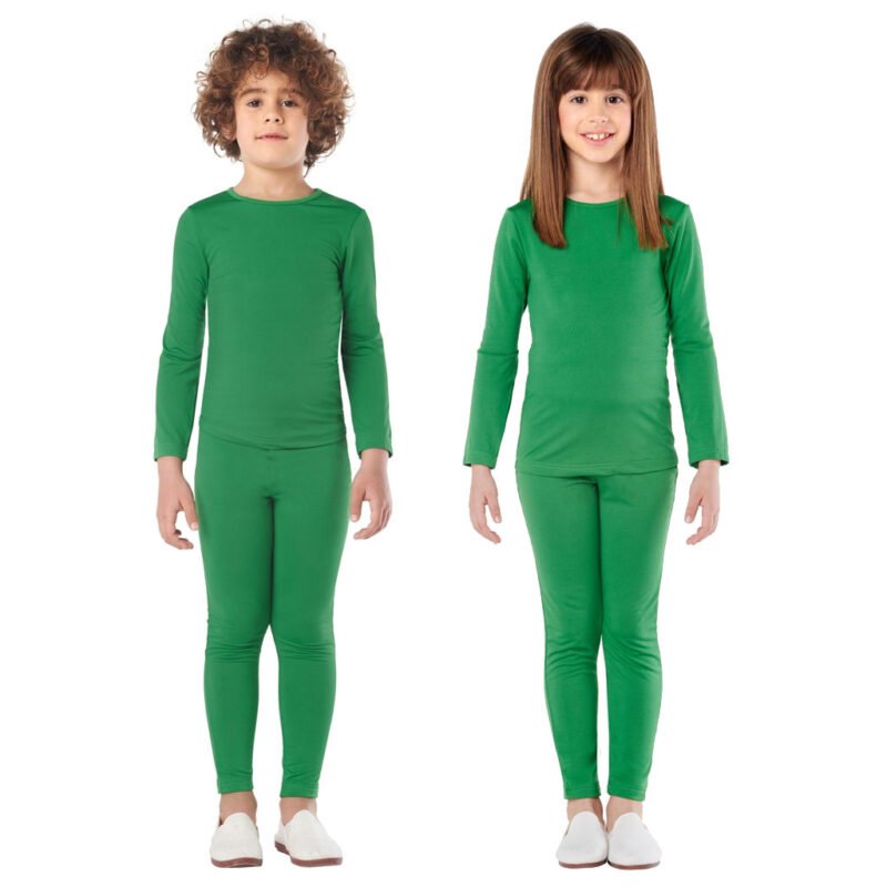Completo verde in Spandex a 2 pezzi Bambini