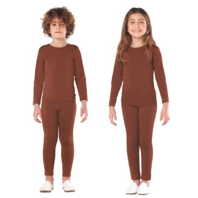 Completo marrone in Spandex a 2 pezzi Bambini
