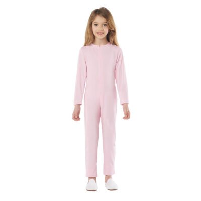 Tuta rosa in Spandex con cerniera anteriore Bambini