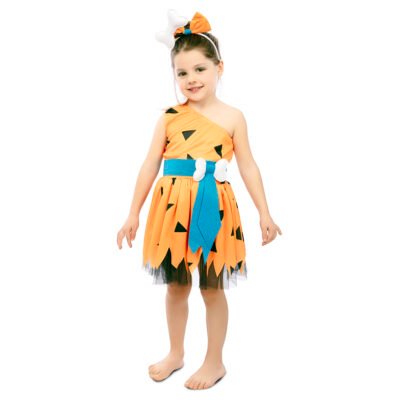 Costume Cavernicolo Arancione Bambina