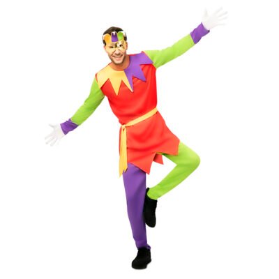Costume Giullare/Arlecchino Colorato Uomo