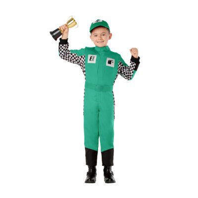 Costume da Pilota di auto da corsa verde Bambini