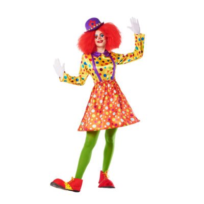 Costume da Clown con Minigonna a Pois Donna